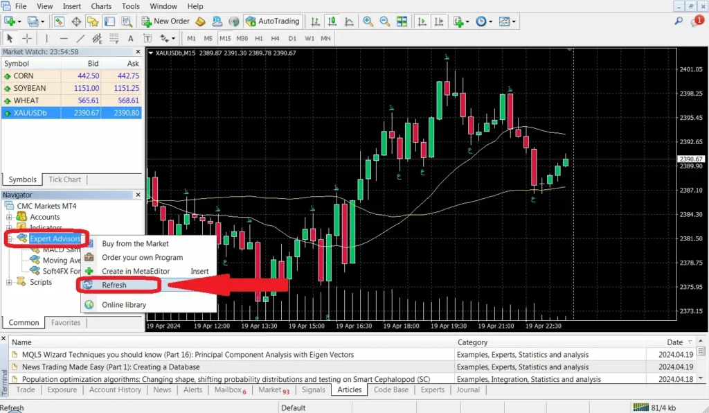 رفرش کردن Expert Advisors در متاتریدر