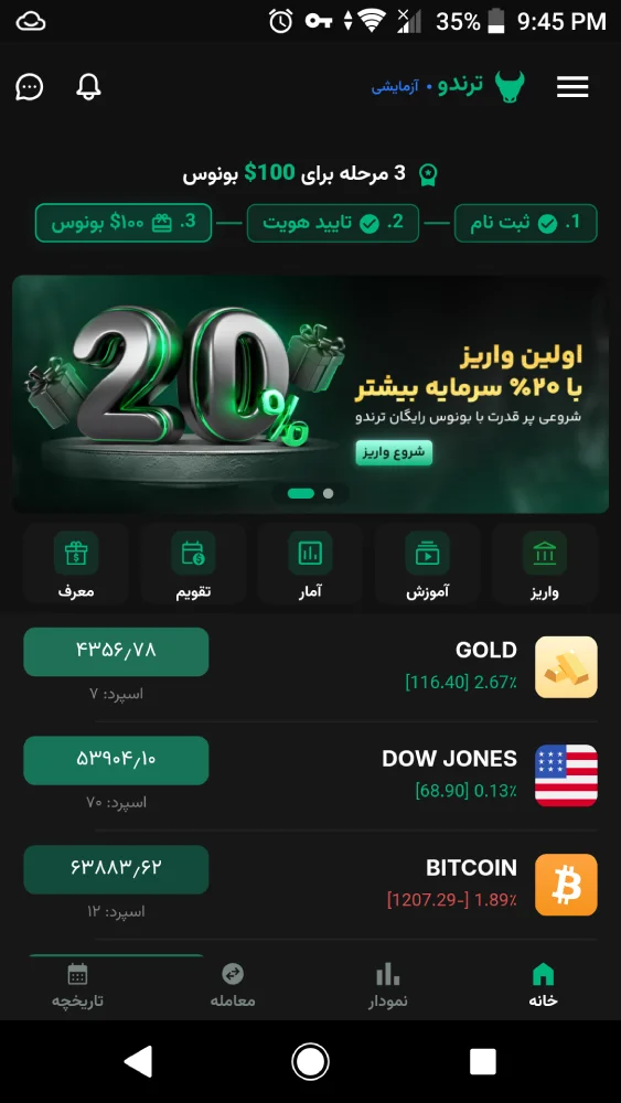 روشهای واریز و برداشت در بروکر ترندو