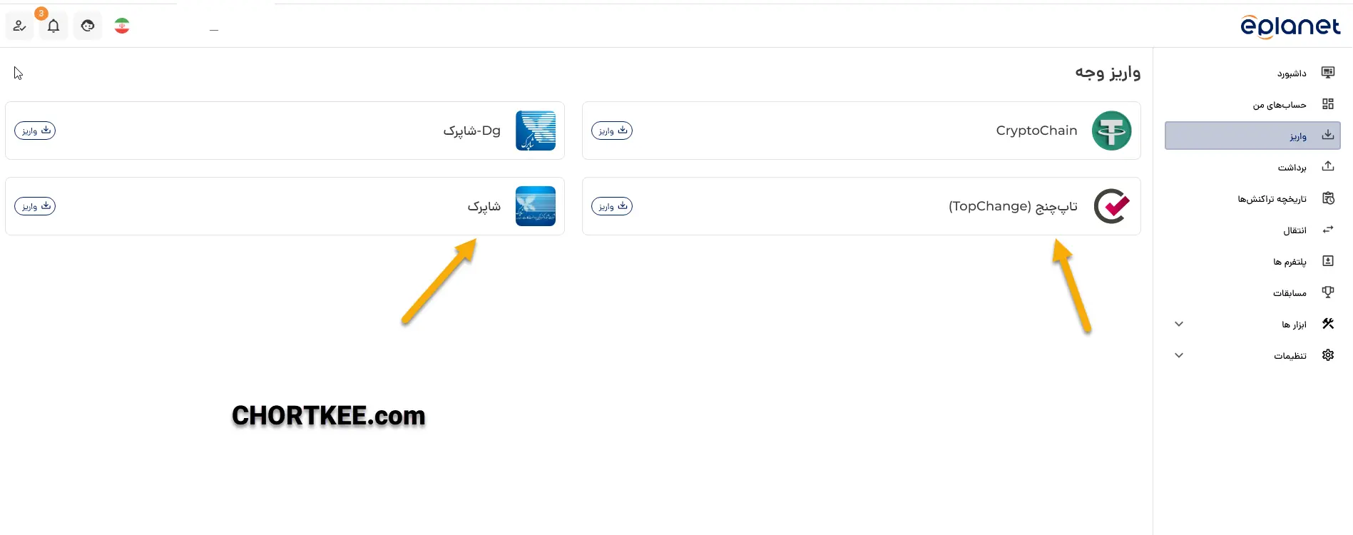 قابلیت واریز ریالی به ای پلنت