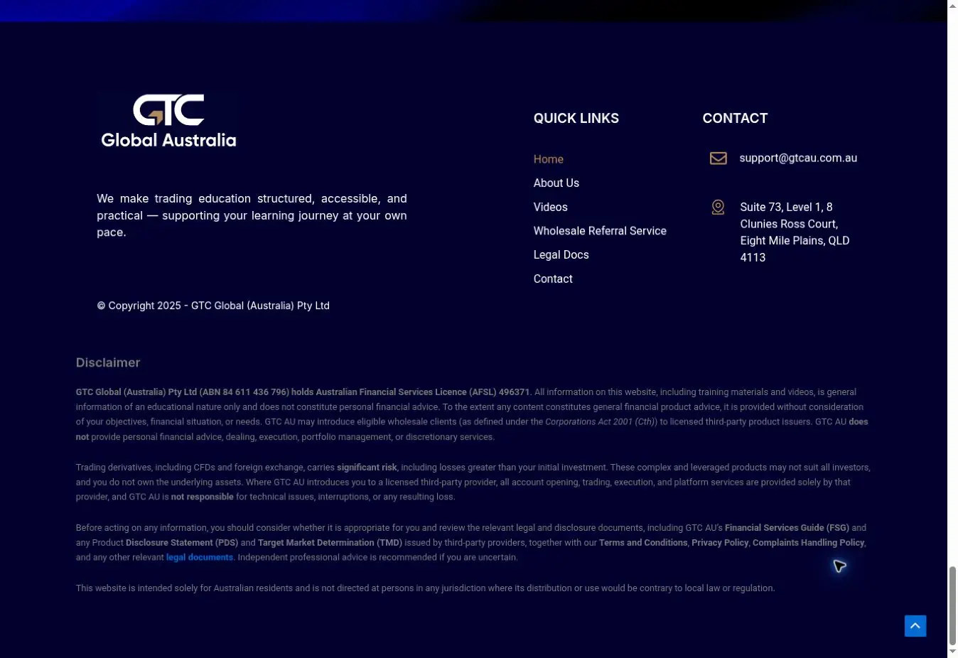 توضیح فعالیت و محدوده خدمات شرکت GTC Global Australia در وبسایت رسمی آن